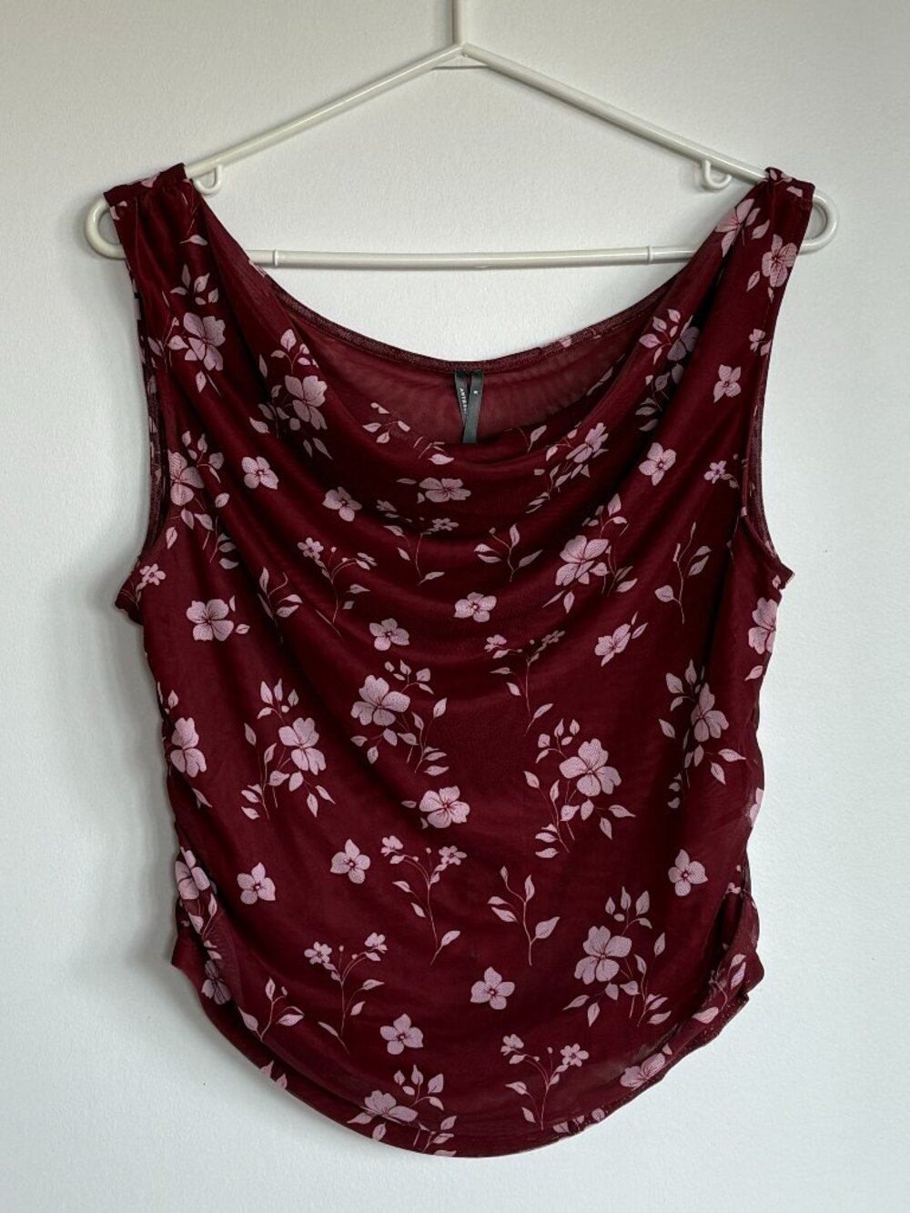 Anthropologie Draped Floral Boat Neck Top